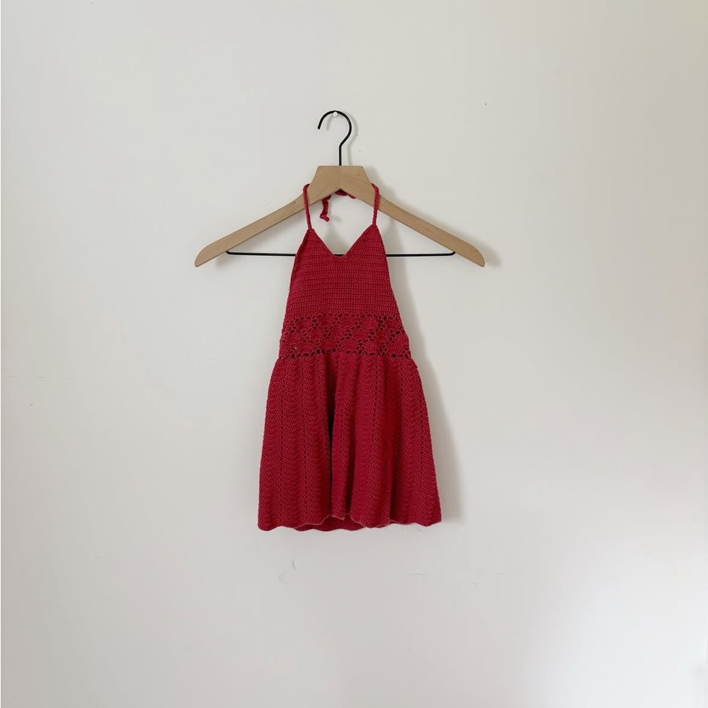 Kate Quinn Vibrant Red Crochet Halter